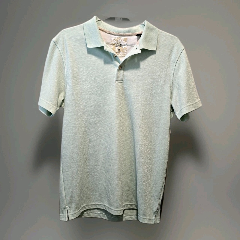 Tasso Elba Island Mens Mint Green Slub Polo Shirt UPF Sun Protection Size M NWT